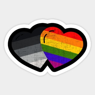 LGBT and heterosexual flag hearts Sticker